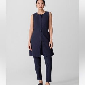 Eileen Fisher Stretch Slim Fit Crepe Pant Navy